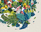 綠光茶園禮盒包裝插畫/Packaging illustration
