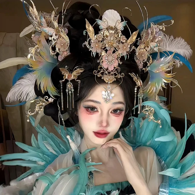 新款异域风神女飞天发凤冠头冠头饰古风额饰璎珞发链汉服配饰品女-淘宝网-花瓣网