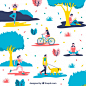 People enjoying open air leisure activities Free Vector