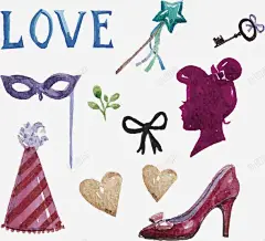 手绘插画女人头像高跟鞋星星 页面网页 平面电商 创意素材