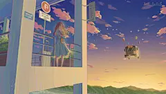 —站台系列插画—_唏嘘的星辰__插画师作品_涂鸦王国gracg.com