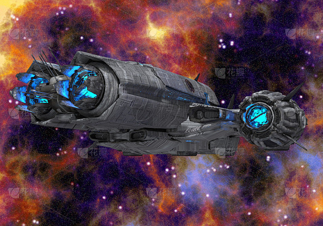 未来宇宙飞船在深空3d插图