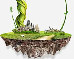 浮岛上的城市_新图网 https://ixintu.com 浮岛 城市 植物 建筑 道路 绿地