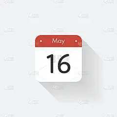 日历图标与长影子。平的风格。日期,一天,