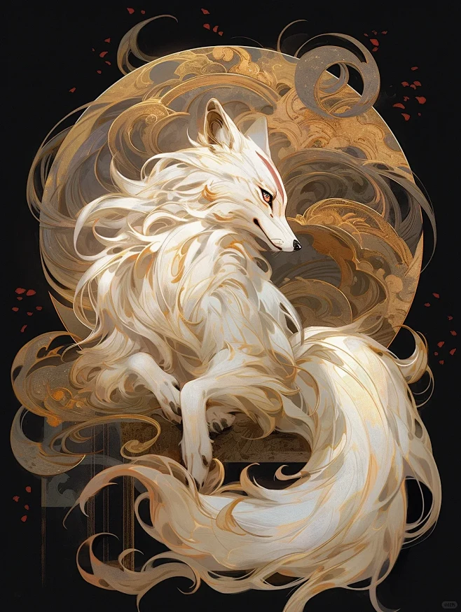 唯美意境 狐壁画