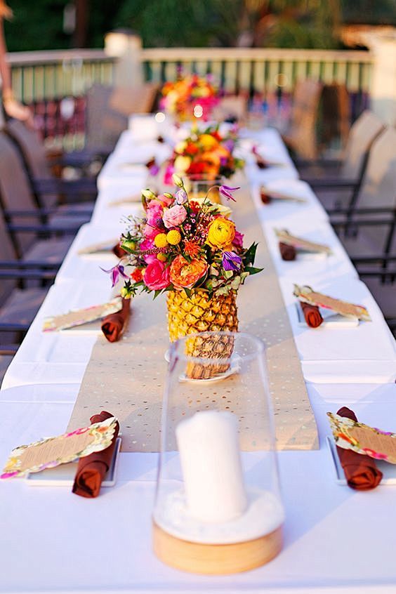 餐桌布置,菠萝,夏季婚礼,