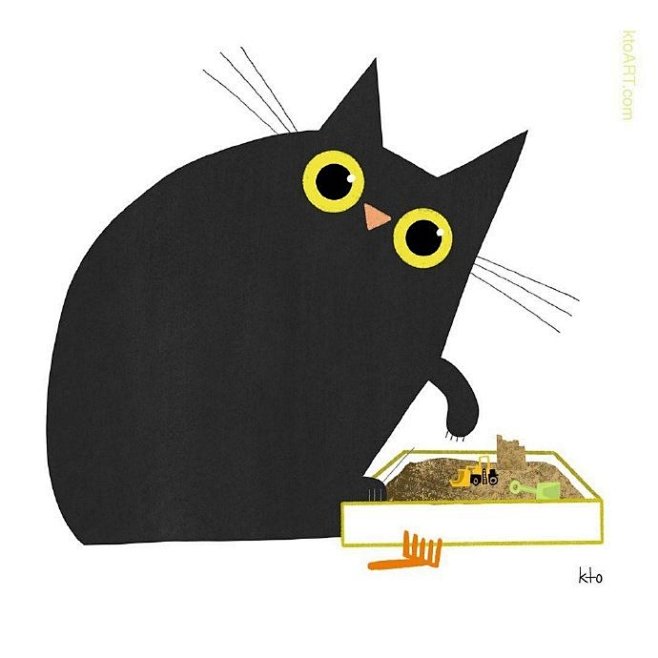 插画师Kto笔下超可爱的猫咪小插画，个个...