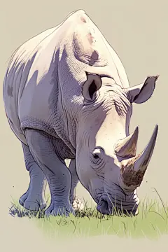 犀牛和植物矢量插画图片