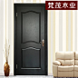 黑色开放漆卧室门美式被欧原木烤漆橡木复合实木门套装门木门-淘宝网