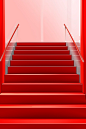 Red carpet stairs vector image, in the style of uhd image, the düsseldorf school of photography, opaque resin panels, minimalist purity, vienna secession, 4k, bright and bold color palette