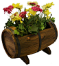 Wooden Whiskey Barrel Flower Planter traditional-outdoor-pots-and-planters@北坤人素材