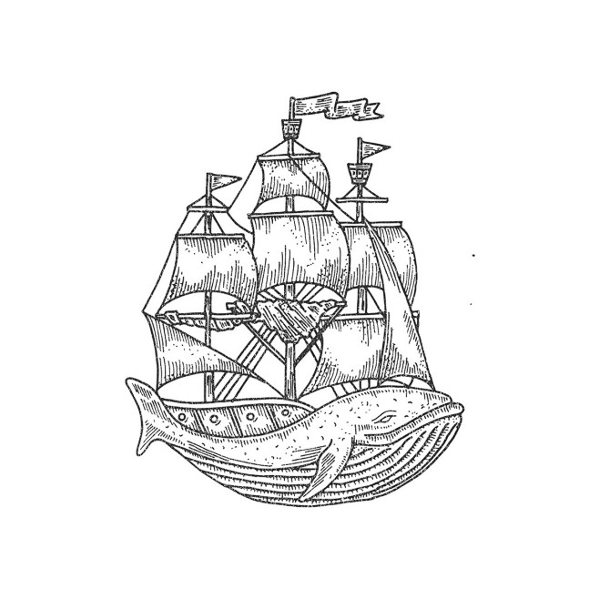 鱼 船 插画