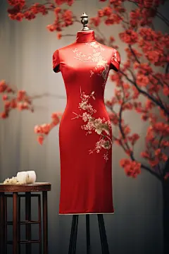 传统服饰复古旗袍服饰摄影图