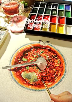 今夜美食 第五菜：水煮鱼~~ 这真的是非常四川非常四川的一道菜，看起来辣翻了天其实呢一点也不辣~~ 不知... 台湾言情插画 中国国际动漫网
