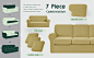 Amazon.com: CHUN YI 7 Piece Stretch Sofa Cover, 3 Seater Couch Slipcover with Three Separate Backrests and Cushions with Elastic Band, Checks Spandex Jacquard Fabric(Large,Beige) : Everything Else