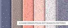 波普波点 | 图源免费eps |带有粗纹理效果的手绘波点无缝图案集。用于织物、纺织品、壁纸、包装设计的矢量设计