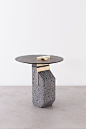 Small Pillar, 2014 Basalt, Occhio di pernice basalt, brass, textile. de natura fossilium-tables and stools - Formafantasma