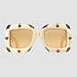 Gucci Oversize square-frame sunglasses with crystals : Women