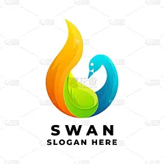 矢量插图天鹅梯度彩色风格。