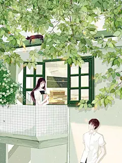 现言·帅气、漂亮 言情插画壁纸 作者：小石头1125