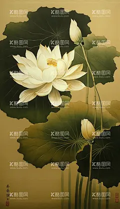 荷花图  - 源文件下载【酷图网】国画,中国画,水墨画,荷花,荷叶,池塘,高清,壁纸,手机壁纸,装饰画
