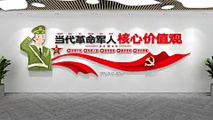 简约当代军人社会主义核心价值观文化墙