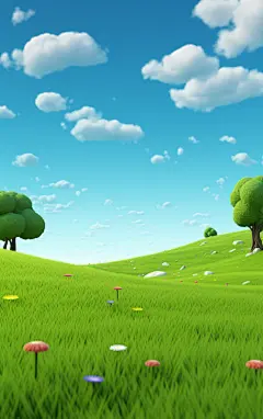 草地蓝天白云壁纸素材
