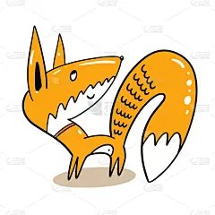 狐狸,绘画插图,卡通,矢量,动物手,小的,时尚,色彩鲜艳,性格,绘制