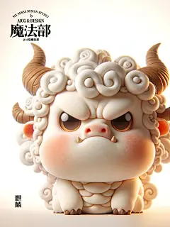 AIGC｜瑞兽快到碗里来！ 有谁不喜欢这样的委屈巴巴的萌物啊！ 瑞兽系列-麒麟 #midjourney #AI绘画有点东西 #萌物 #AI插画 #原创插画 #壁纸#情头#头像#瑞兽#盲盒IP#可爱情侣头像 #胖乎乎#中国瑞兽