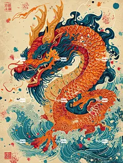 中国龙国潮插画猛龙的气势海报