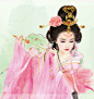 花神醉古风海报 中国风 古典风格 游戏手绘 插画 手绘 优雅 唯美 小清新 花样美男美女