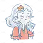手绘-水彩简笔画少女人物插画3