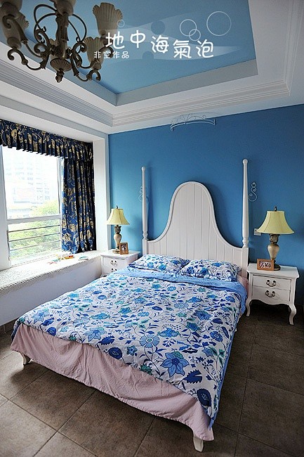 #卧室#  地中海风格小卧室装修效果图-...