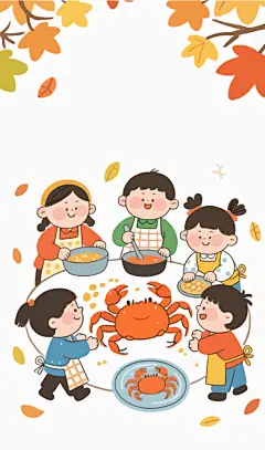 卡通秋季美味大闸蟹