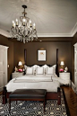 love the dark walls with the white bedding