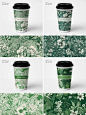 夏季文艺风复古绿|奶茶咖啡纸杯图案设计❗ - 小红书