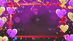 紫色气球，五彩纸屑概念设计派对，庆祝矢量插图。