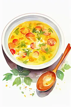 AI数字艺术养生鸡汤美食插画