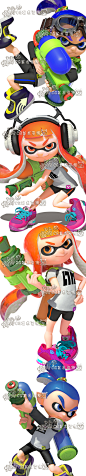 488 游戏原画素材 超Q萌喷射战士 Splatoon CG设定角色 资料图集-淘宝网