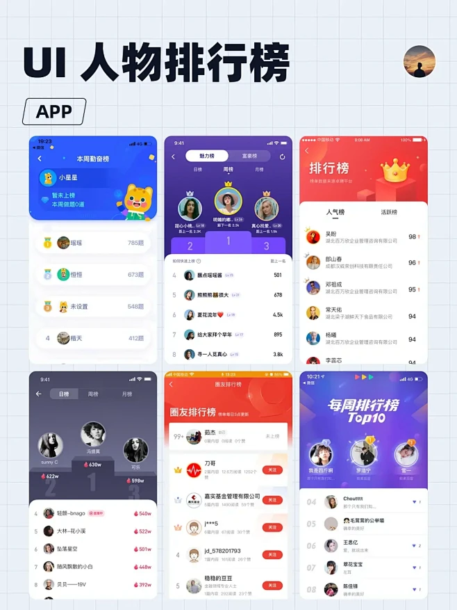 UI设计｜排行榜设计-花瓣网