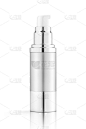 银瓶化妆品血清产品设计模型隔离在白色背景