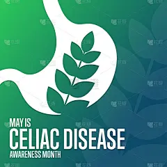 五月是乳糜泻宣传月。节日的概念。模板的背景，旗帜，卡片，海报与文字题词。向量EPS10插图。