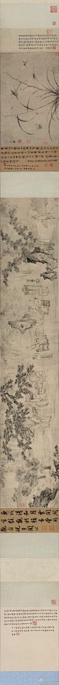 明 杜堇 杜大成 《人物草蟲圖卷》 —— 紙本墨色，明代杜堇、杜大成國畫作品，現藏遼寧博物館。