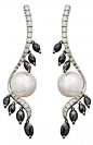 Pearl, diamond, and onyx, earrings by Bibigi, HT