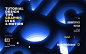 This may contain: an advertisement for a graphic design competition with blue and white shapes in the background,
