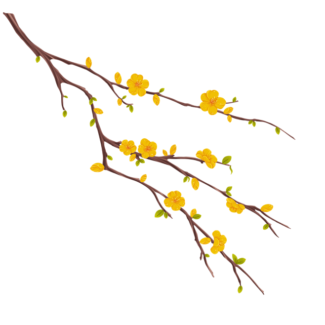 手绘黄色梅花花卉植物元素