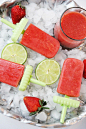 Strawberry Watermelon Agua Fresca Popsicles | BitznGiggles