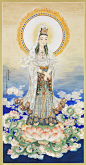 画像佛教装饰画挂像招财佛像莲花座观世音大悲观音菩萨观自在-淘宝网