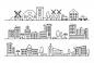 简约城市建筑线条线稿插画矢量图素材