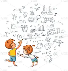 男孩和女孩在墙上涂鸦